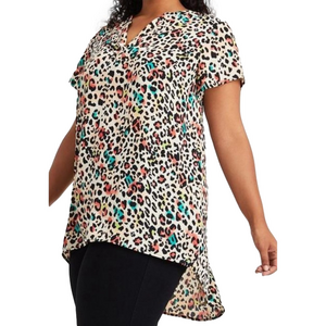 Torrid Women’s Tunic Blouse Animal Print Georgette Hi-Lo‎ Size 00 M|10